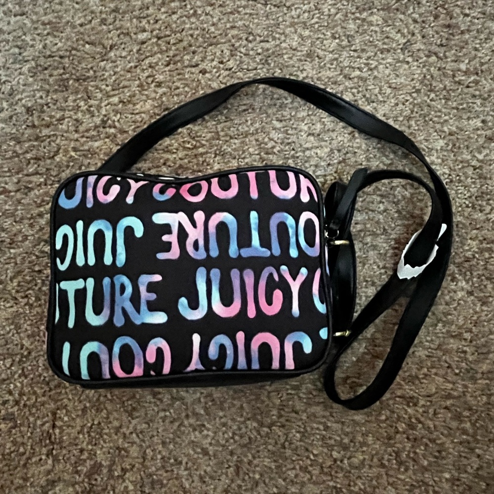 NWOT - Juicy Couture - Black Graffiti Tie Dye Camera Crossbody Bag - Picture 5 of 6